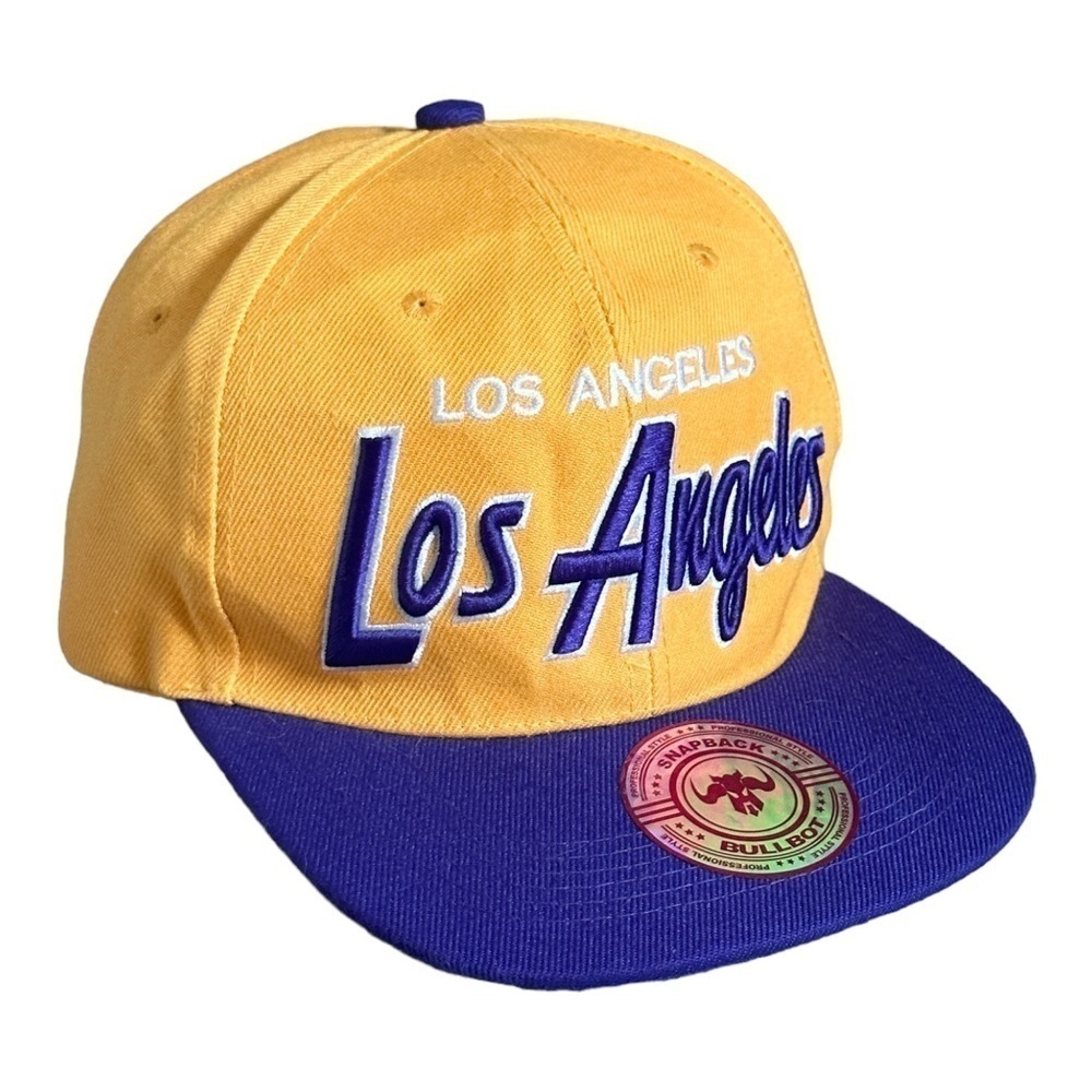 Bullbot Los Angeles Snapback Hat Yellow Purple Embroidered Adjustable Cap NWOT